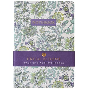 a notebook that says fresh blooms pack of 3 a5 sketchbooks