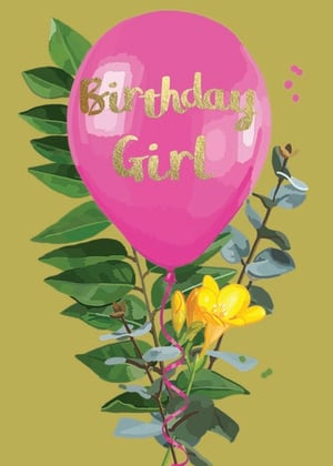 a pink balloon with the words birthday girl written on it