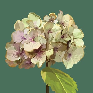 a painting of a flower with a green background