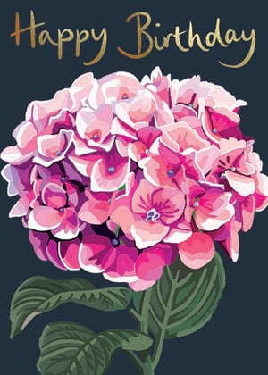 a birthday card with a pink flower and the words happy birthday