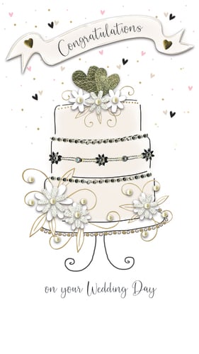 congratulations on your wedding day card with a wedding cake