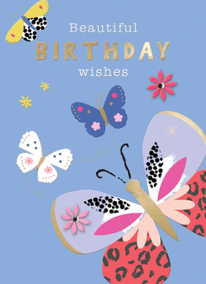 a beautiful birthday wishes card with butterflies and flowers