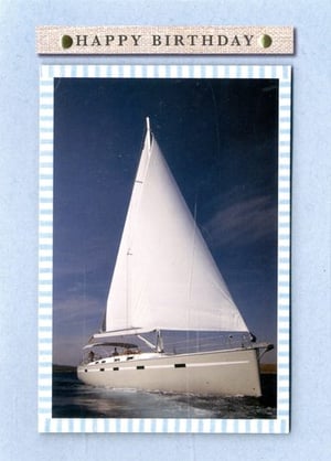 a happy birthday card with a sailboat on it