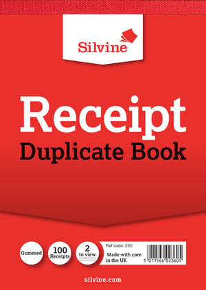 a red receipt duplicate book by silvine
