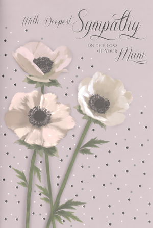 Offer heartfelt comfort with our beautiful 'Sympathy Loss Of Mum' card from Simon Elvin. This elegantly designed card features three delicate white anemone flowers, symbols of remembrance and sincere feelings, set against a soft, calming background adorned with subtle polka dots. The gentle colour palette and exquisite floral imagery convey a message of peace and solace during a time of profound loss.
The tender message, 'With Deepest Sympathy On The Loss Of Your Mum,' is presented in a graceful script, ensuring your customers can express their condolences with dignity and warmth. Perfect for retailers looking to provide sensitive and thoughtful options, these cards come in a convenient pack of 6. A truly touching way to show support.