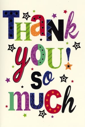 A greeting card that says "Thank you so much".