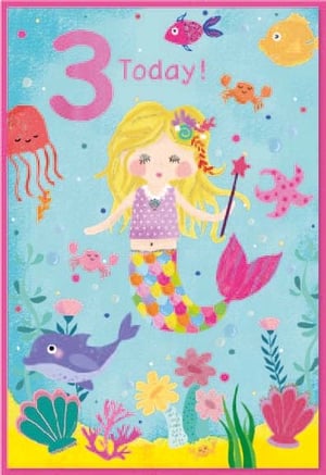 a birthday card for a little girl with a mermaid on it .