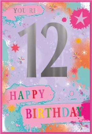 a birthday card for a girl with the number 12 on it .
