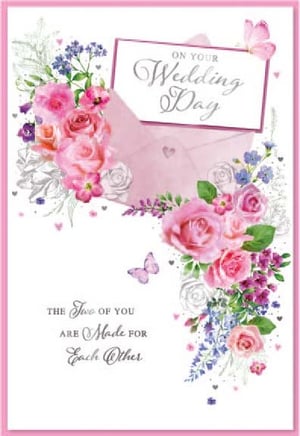 the two of you are made for each other on your wedding day greeting card .