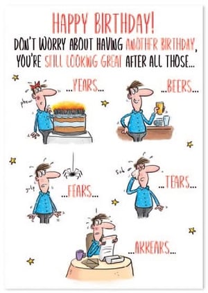 a cartoon of a man looking great after having another birthday .
