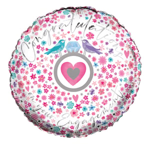 A balloon that says "you're engaged" on it.
(Note: No grammatical errors were found in the sentence provided.)