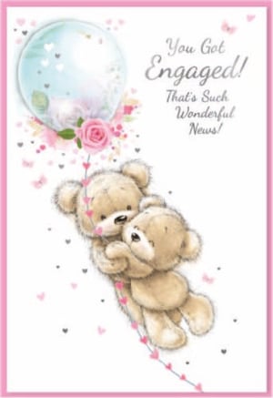 two teddy bears are flying in the air with a balloon .