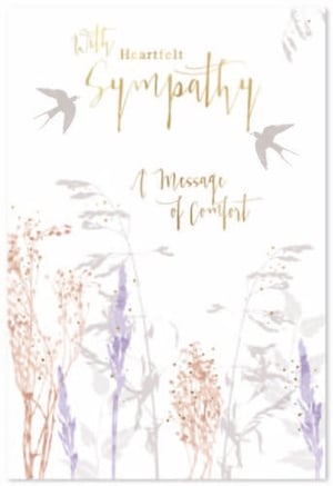 a sympathy card with flowers and birds on it