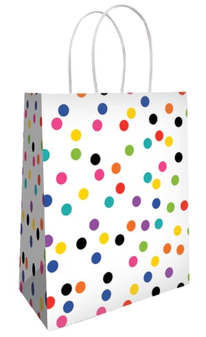 Add a splash of vibrant fun to any celebration with our delightful 6 Treat Bags Spots! These cheerful bags feature a playful scattering of multi-coloured polka dots on a crisp white background, making them perfect for birthdays, parties, or any special occasion.

Each pack contains 6 charming treat bags, ready to be filled with sweets, small gifts, or party favours. Their bright and eye-catching design is sure to bring a smile to every recipient. Stock up on these versatile and popular bags from Simon Elvin to offer your customers the ideal solution for their gifting and party needs. A must-have for any retail display!