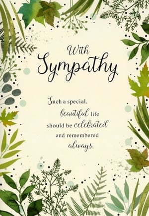 A card that says "With sympathy" on it.