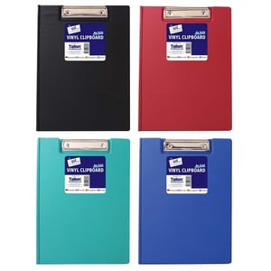 four different colored clipboards with labels that say vinyl clipboard