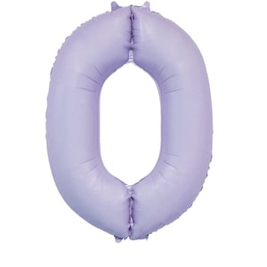 a purple balloon in the shape of the number 0