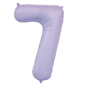 a purple balloon in the shape of the number 7
