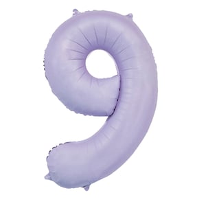 a purple balloon in the shape of the number 9