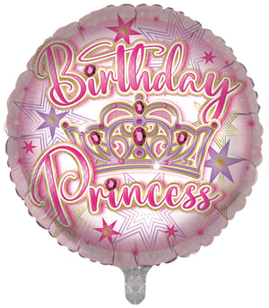 Make any birthday celebration extra special with this 18" Birthday Princess foil balloon from Sensations! This charming balloon showcases a lovely pink and white design, featuring the words "Birthday Princess" in an elegant, glitter-effect script. A detailed crown, embellished with pink and purple jewels, sits prominently, framed by an assortment of shimmering stars. It's an ideal choice for princess-themed parties or simply to add a regal touch to a special day. Sold individually, this eye-catching balloon is perfect for retailers looking to offer a popular and visually appealing item for their customers' memorable occasions.