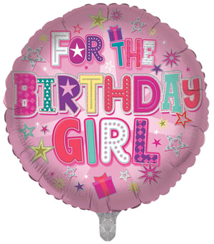 Make her day truly special with our vibrant 18" Birthday Girl foil balloon! This delightful round balloon from Sensations features a cheerful pink background, adorned with sparkling stars and charming gift box illustrations.

The bold, multi-coloured lettering spells out 'FOR THE BIRTHDAY GIRL' in a fun, glitter-accented design that's sure to bring a smile. Perfect for decorating any birthday celebration, this eye-catching balloon is a must-have for making the guest of honour feel truly celebrated. Supplied individually, it's easy to add a pop of joy to any party setup. A fantastic choice for retailers looking to offer a popular and festive birthday item.