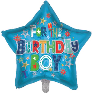 Make any birthday boy's celebration unforgettable with our vibrant 18" Birthday Boy Star balloon from Sensations! This cheerful blue star-shaped foil balloon features bold, colourful lettering spelling out "FOR THE BIRTHDAY BOY". Adorned with an array of playful stars and charming gift box illustrations, it's the perfect centrepiece for any young man's special day. Its bright design and festive details are guaranteed to bring a smile and add a brilliant pop of colour to birthday parties. Supplied individually, this eye-catching balloon is ready to inflate and delight!