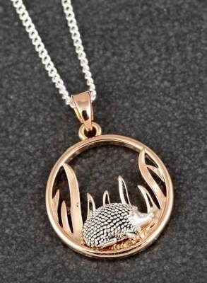 a necklace with a hedgehog in a circle on a chain .