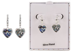 a pair of silver plated heart shaped earrings