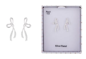 a pair of silver plated earrings in a box