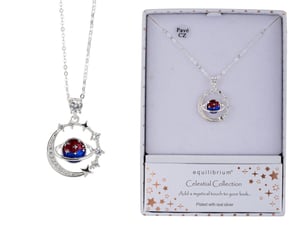 a necklace in a box that says equilibrium celestial collection