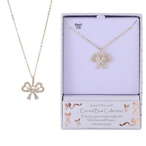 a necklace in a box that says equilibrium eternal bow collection