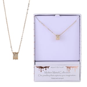 a necklace in a box that says molten metal collection