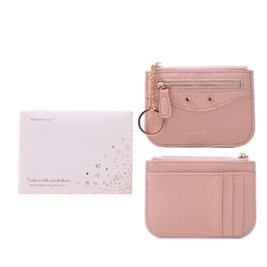 a pink wallet and a card that says fashion with a look that 's as unique as you are