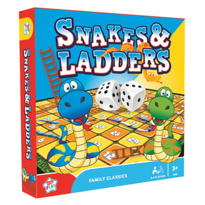 a box for a game called snakes and ladders
