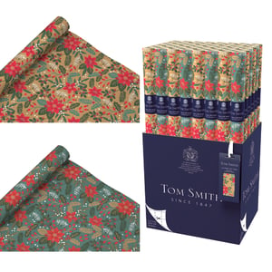 Bring festive cheer to your customers with the exquisite 3m Tom Smith Evergreen Haven Wrap. This stunning collection features two complementary designs, each adorned with classic Christmas poinsettias, lush holly, and delicate berries. One roll boasts a charming kraft background, while the other offers a rich, deep green, ensuring a beautiful option for every gift.
From the renowned Tom Smith, established in 1847, you can trust in the quality and timeless appeal. Each wholesale pack contains 50 rolls, perfect for retail display, and even includes a handy cutting grid on the reverse for effortless wrapping. Supplied by Design Group, this wrap is a must-have for the holiday season.
