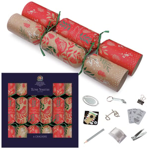 Bring a touch of classic festive charm to your Christmas celebrations with these delightful Tom Smith Robin Premium Crackers. This single pack contains six beautifully crafted 14-inch crackers, perfect for adding sparkle to any holiday table.
Each cracker features an elegant design, alternating between a traditional red with 'Merry Christmas' script and a charming kraft-style with a festive robin amidst winter foliage. Tied with green ribbons, they exude a truly premium feel. Inside, guests will discover a fun assortment of gifts, including a metal puzzle, mini sewing kit, bottle opener, and more, ensuring a memorable surprise for everyone.
Crafted by the renowned Tom Smith, part of the Design Group, these crackers promise quality and festive cheer. Get ready for joyful snaps and delightful discoveries!
