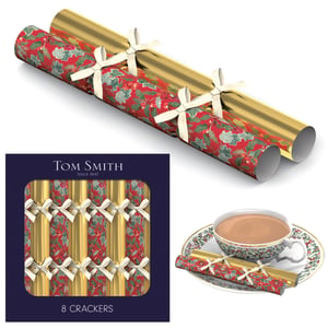 Elevate your festive table settings this Christmas with our charming 8 x 5" Christmas Nest Saucer Crackers. From the esteemed Tom Smith brand, established in 1847, these crackers embody classic holiday elegance. Each single pack contains eight beautifully crafted 5-inch crackers, featuring an alternating design of lustrous gold and a traditional red holly and berry pattern, all finished with delicate cream bows. Perfectly proportioned to 'nest' gracefully on a saucer or alongside a teacup, they offer a delightful surprise for each guest. Ideal for adding a touch of sophisticated cheer to any Christmas meal or gathering. Supplied by Design Group, these crackers are a must-have for a truly memorable celebration.