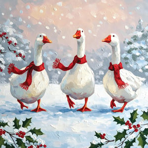 Introduce a flurry of festive charm to your shelves with our 'Winter Geese' cards, brought to you by the Great British Card Company. This heartwarming design captures three cheerful geese, adorned in vibrant red scarves, enjoying a magical snowy day amidst holly and berries. The beautiful painterly style, with its visible brushstrokes and soft winter hues, creates a truly enchanting scene perfect for the holiday season. Each wholesale pack contains 6 retail packs, with every retail pack featuring 16 delightful cards – 8 of each of two unique designs. These charming cards are ideal for spreading warmth and joy, making them a must-have for your Christmas collection.