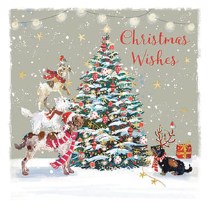 Bring a wagging tail of festive joy to your customers this Christmas with our delightful 10 Dogs with Christmas Tree Small Premium Cards. This charming design captures the true spirit of the season, featuring an adorable stack of dogs, each adorned with festive scarves and hats, playfully gathered around a beautifully decorated Christmas tree.
Snowflakes gently fall, and twinkling lights illuminate the scene, creating a heartwarming image that's perfect for sending seasonal greetings. From the cheeky robin perched atop the dog tower to the little pup with reindeer antlers, every detail radiates warmth and cheer.
Crafted with premium quality, these small cards are sure to stand out on any display. Each pack contains 6 cards, making them an ideal choice for your retail offering. Help your customers share their Christmas Wishes with this irresistibly cute collection!
