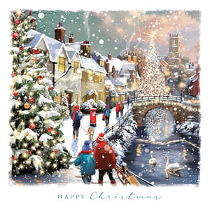 Bring the magic of a winter wonderland to your customers this Christmas with our enchanting 'Snowy Village Luxury Cards'. From Ling, this delightful collection features a charming, snow-covered village scene, beautifully capturing the festive spirit. Imagine twinkling Christmas trees, cozy cottages with glowing windows, and cheerful villagers strolling along snowy paths, complete with a traditional red post box and graceful swans on the water.
Each pack contains 12 exquisite cards, with 4 of each of the 3 unique designs, ensuring a wonderful variety for sending season's greetings. Perfect for spreading joy and warmth, these luxury cards are sure to be a favourite. Available in a convenient wholesale pack of 6.