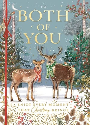 Delight your customers this festive season with our charming 'To Both Of You' Christmas card from Ling. This beautiful design features an adorable fawn and a majestic stag, both sporting cosy scarves, set against a serene winter wonderland backdrop. Snow-dusted fir trees, delicate birch, and festive berries complete this heartwarming scene, all under a gentle crescent moon.
The elegant gold lettering wishes recipients to "Enjoy Every Moment That Christmas Brings," making it the perfect choice for couples, friends, or family. Its timeless appeal and warm message are sure to spread cheer. Available in a convenient pack of 6, these cards are a must-have for your Christmas collection.