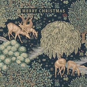 Offer your customers a touch of classic elegance this Christmas with Ling's 'Open Female' card. This beautiful design features a serene woodland scene, reminiscent of traditional tapestry art. Graceful deer are depicted grazing amongst lush trees and a gentle stream, all rendered in rich, deep colours and intricate detail. The integrated "Merry Christmas" message adds a festive touch to this peaceful setting. This card provides a sophisticated and versatile option for sending seasonal greetings, appealing to a wide range of tastes. Stock up with ease; each pack contains 6 cards, ready to delight your customers.