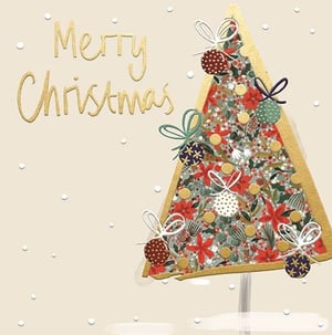 Spread festive cheer with our delightful 'Open Female' Christmas card, a truly charming addition to your festive collection. This beautiful design showcases a contemporary Christmas tree, intricately adorned with vibrant floral patterns, classic poinsettias, and delicate baubles, each finished with a sweet little bow. The shimmering gold 'Merry Christmas' message adds a touch of elegance, perfectly complementing the soft, snowy background. Crafted with care by Ling, this card offers a sophisticated way to send warm wishes this holiday season. Ideal for a wide range of recipients, it's a special card that will bring joy. Supplied in a convenient pack of 1x6, ensuring you're well-stocked for the festive period.