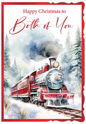 All aboard for a truly magical Christmas! This charming 'To Both' Christmas card features a beautiful watercolour illustration of a classic red steam train chugging through a snowy winter wonderland. The festive scene, complete with snow-dusted pine trees and swirling steam, evokes a sense of nostalgic warmth. Perfect for sending warm wishes to a special couple, the elegant 'Happy Christmas to Both of You' message is sure to delight. Stock up your shelves with this enchanting design from Out of The Blue Studios Ltd. Each pack contains 6 cards, ready to bring joy this holiday season.