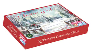 Introduce a touch of rustic charm to your Christmas card selection with our 12 Landscape Premium 'Slide' A Snowy Morning Cards. Each box contains 12 premium cards, all featuring a single, enchanting design: a picturesque snowy landscape complete with a classic red tractor, perfect for sending heartfelt "Christmas Wishes." These beautiful cards, from Out of The Blue Studios Ltd., are not only a joy to send but also fully recyclable, appealing to eco-conscious customers. Encourage your shoppers to SPREAD A SMILE this festive season with these delightful cards. Available for wholesale in convenient packs of 6 boxes, ensuring you're well-stocked for the holidays.