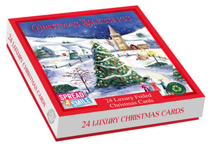 Bring the magic of the season to your customers with our enchanting 24 Luxury Cards Winter Blessings. Each box contains 24 exquisite Christmas cards, featuring two delightful designs that beautifully depict a serene, snowy winter wonderland. These cards are truly luxurious, enhanced with festive foiling that adds a touch of sparkle. Your customers will appreciate sending these high-quality, fully recyclable cards to their loved ones, knowing they're spreading joy and blessings. From Out of The Blue Studios Ltd., these cards are perfect for the festive season. Available in a convenient 1x6 pack size, they're an ideal addition to your seasonal stock.