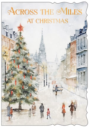 Send warm wishes this festive season with our beautiful 'Across The Miles' Christmas cards. This enchanting watercolour design from Out of The Blue Studios Ltd captures the magic of a snowy Christmas street scene, complete with a magnificent, decorated tree and bustling figures enjoying the winter wonderland.
The charming illustration evokes a sense of nostalgia and connection, perfect for reaching out to loved ones near and far. With its delicate brushstrokes and festive sparkle, each card is a little piece of art, ready to convey heartfelt greetings.
Available in a convenient pack of 6, these cards are ideal for sharing the joy and warmth of Christmas, no matter the distance. Make this holiday season extra special with a touch of classic festive charm.