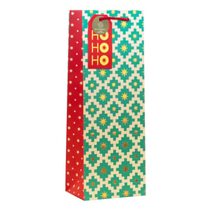 Get ready for festive gifting with our delightful Geo Star Bottle Bag! Perfect for presenting wine, spirits, or other bottled treats, this bag is sure to add a touch of Christmas cheer.
Featuring a charming geometric star pattern in vibrant teal and shimmering gold, complemented by a striking red side panel adorned with white stars. The attached 'HO HO HO' tag adds a playful seasonal touch, and we're proud to say it's eco-friendly and 100% recyclable.
Supplied by Partisan Products Ltd in a convenient pack of 6, these eye-catching bottle bags are a must-have for your holiday stock. Make every gift extra special and sustainable this season!
