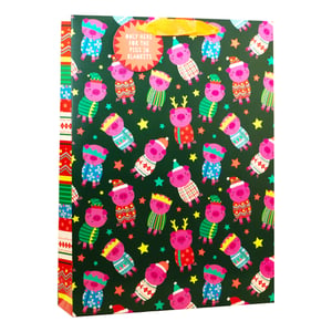Get ready for festive gifting with our delightful Extra Large Pigs In Blankets Gift Bag! This charming bag from Partisan Products Ltd. features an adorable array of cartoon pigs, all dressed in their finest Christmas jumpers, hats, and even reindeer antlers, set against a vibrant dark green background scattered with colourful stars.
The playful circular tag proudly declares, 'ONLY HERE FOR THE PIGS IN BLANKETS,' adding a touch of humour to any present. Its extra-large size makes it perfect for those generous gifts, ensuring your customers can wrap up even the biggest surprises with style. Stock up on this wonderfully whimsical design, available in a convenient pack of 6, and bring a smile to every gift exchange this season!