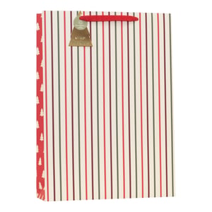 Make gift-giving extra special this Christmas with our delightful Extra Large Christmas Essentials Gift Bag! This charming bag features a classic striped design in festive red, green, and burgundy on a cream background, perfectly complemented by a sturdy red ribbon handle. The side panels boast a whimsical pattern of white Christmas trees on a vibrant red, adding an extra touch of seasonal cheer.
Each bag comes complete with a lovely gold Christmas tree-shaped tag, elegantly embossed with "Merry Christmas," ready to make your presents shine. This extra-large size is ideal for those bigger gifts, ensuring everything fits beautifully. Available in a convenient pack of 6, these bags are a must-have for the festive season, offering both style and practicality for all your Christmas gifting needs.
